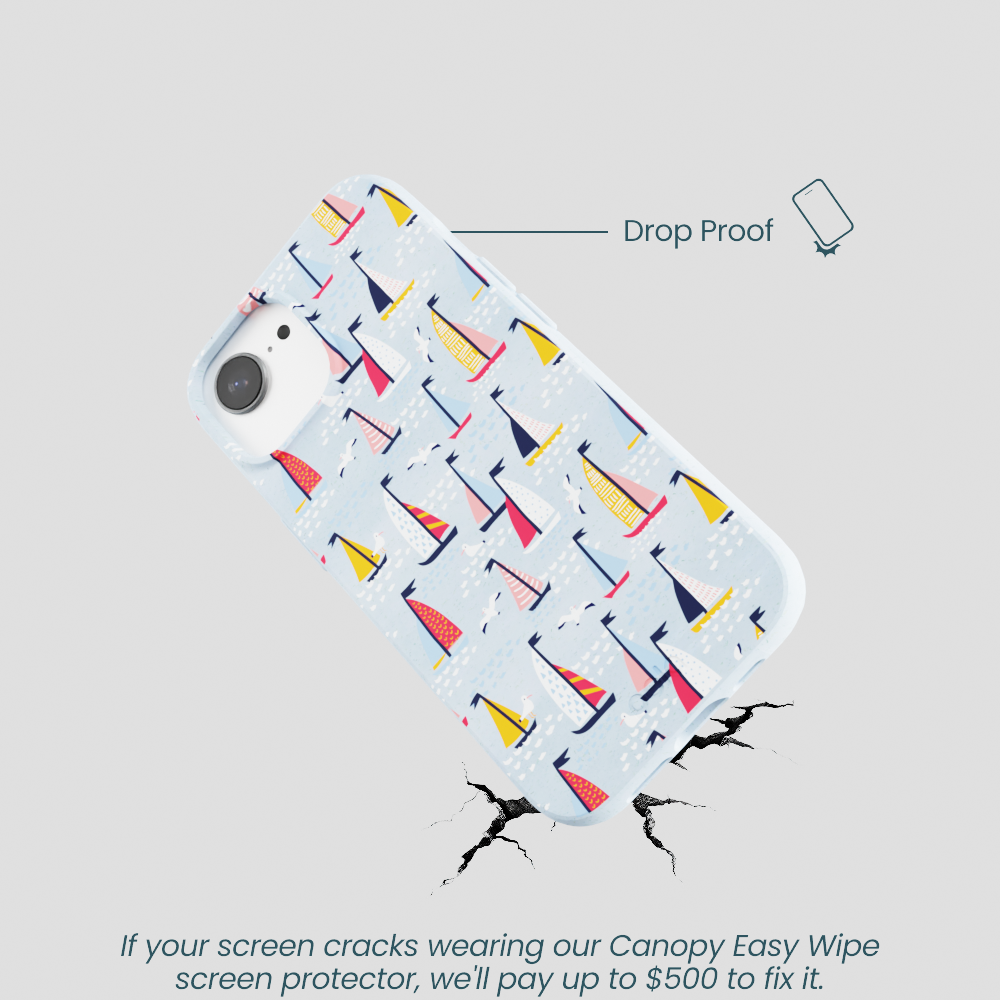 Powder Blue Sails and Seagulls iPhone 16e/17e Case