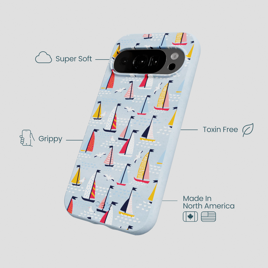 Powder Blue Sails and Seagulls Google Pixel 10/10 Pro Case