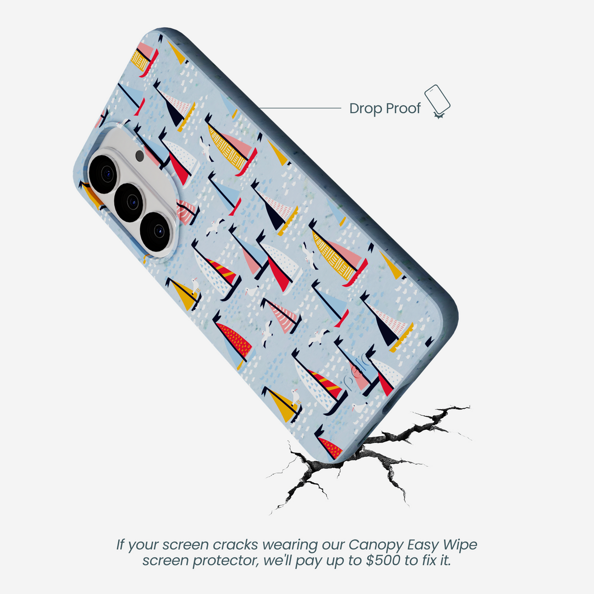 Powder Blue Sails and Seagulls Samsung Galaxy S26 Case