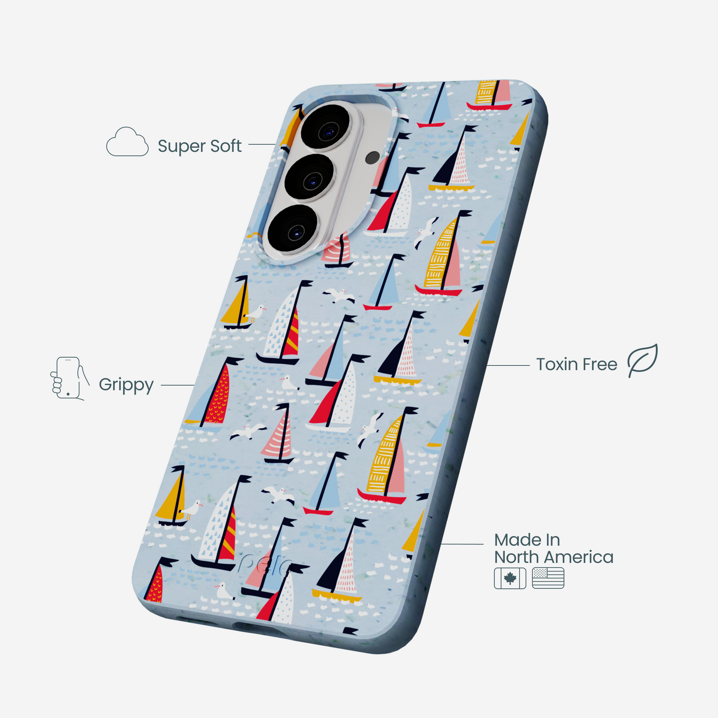 Powder Blue Sails and Seagulls Samsung Galaxy S26 Case