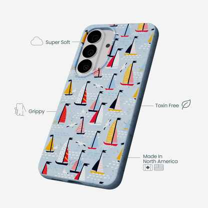 Powder Blue Sails and Seagulls Samsung Galaxy S26 Case