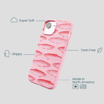 Bubblegum Pink Sardine Stream iPhone 16e/17e Case
