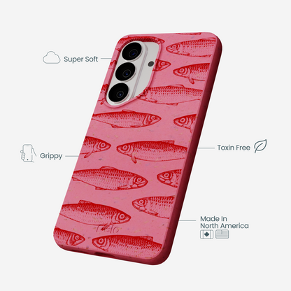Bubblegum Pink Sardine Stream Samsung Galaxy S26 Case
