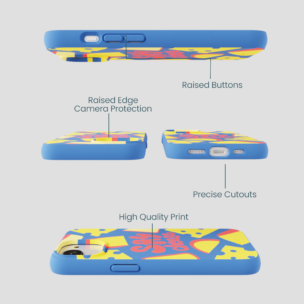 Electric Blue Say Cheese iPhone 16e/17e Case
