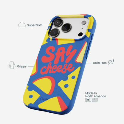 Electric Blue Say Cheese iPhone 17 Pro Case