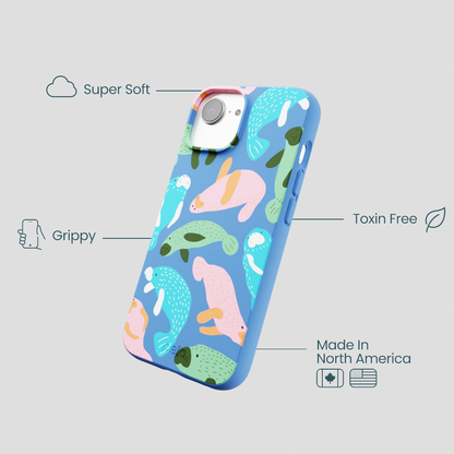 Electric Blue Sea Cows iPhone 16e/17e Case