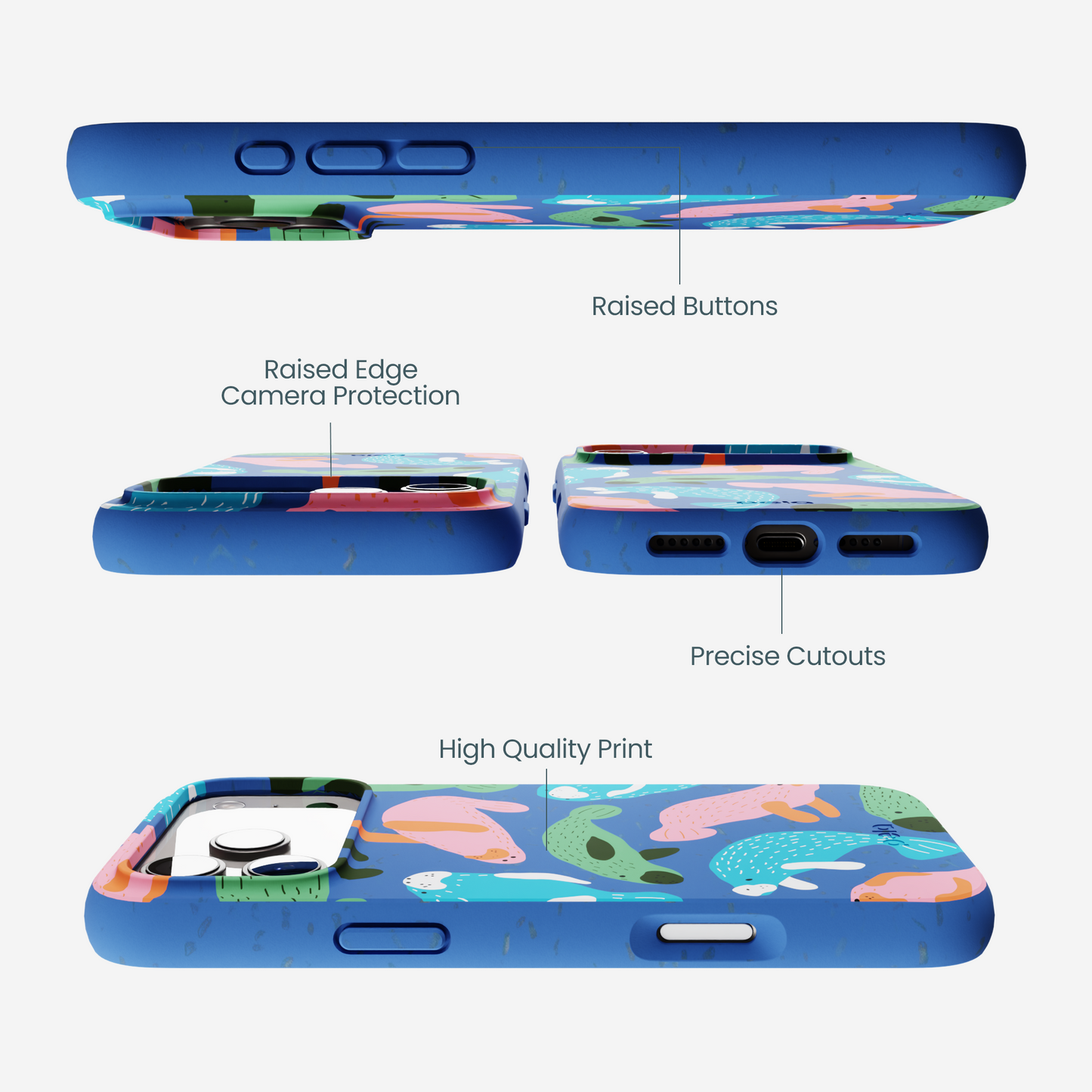 Electric Blue Sea Cows iPhone 17 Pro Max Case