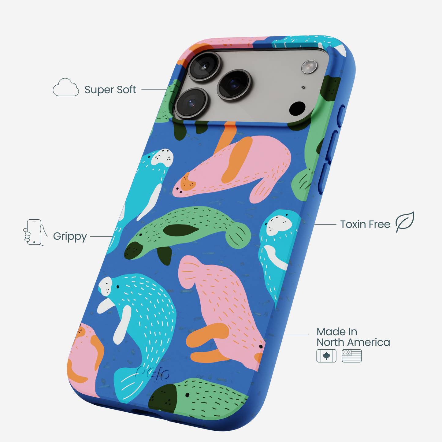 Electric Blue Sea Cows iPhone 17 Pro Max Case