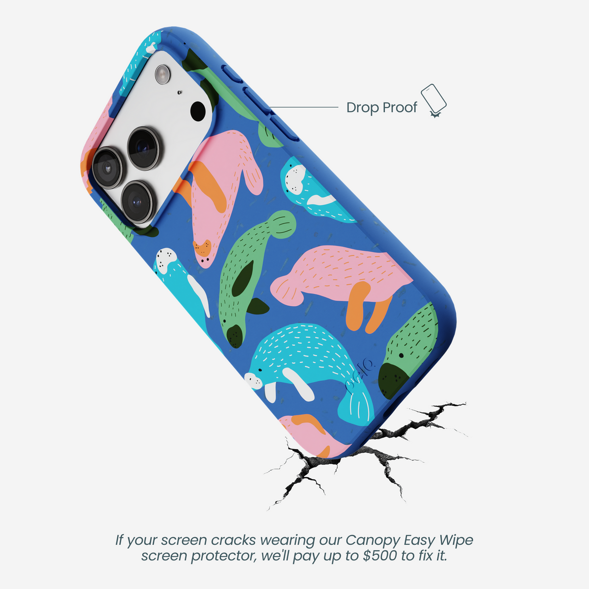Electric Blue Sea Cows iPhone 17 Pro Case