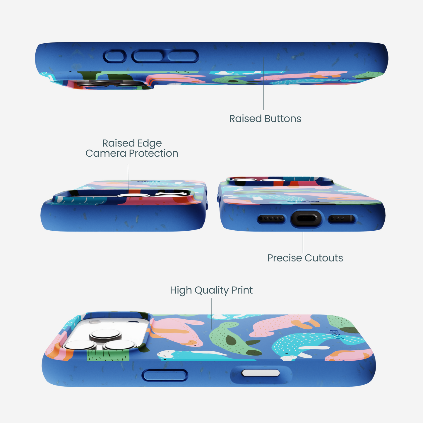 Electric Blue Sea Cows iPhone 17 Pro Case