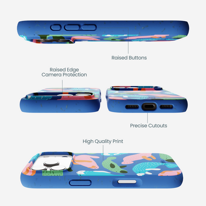 Electric Blue Sea Cows iPhone 17 Pro Case