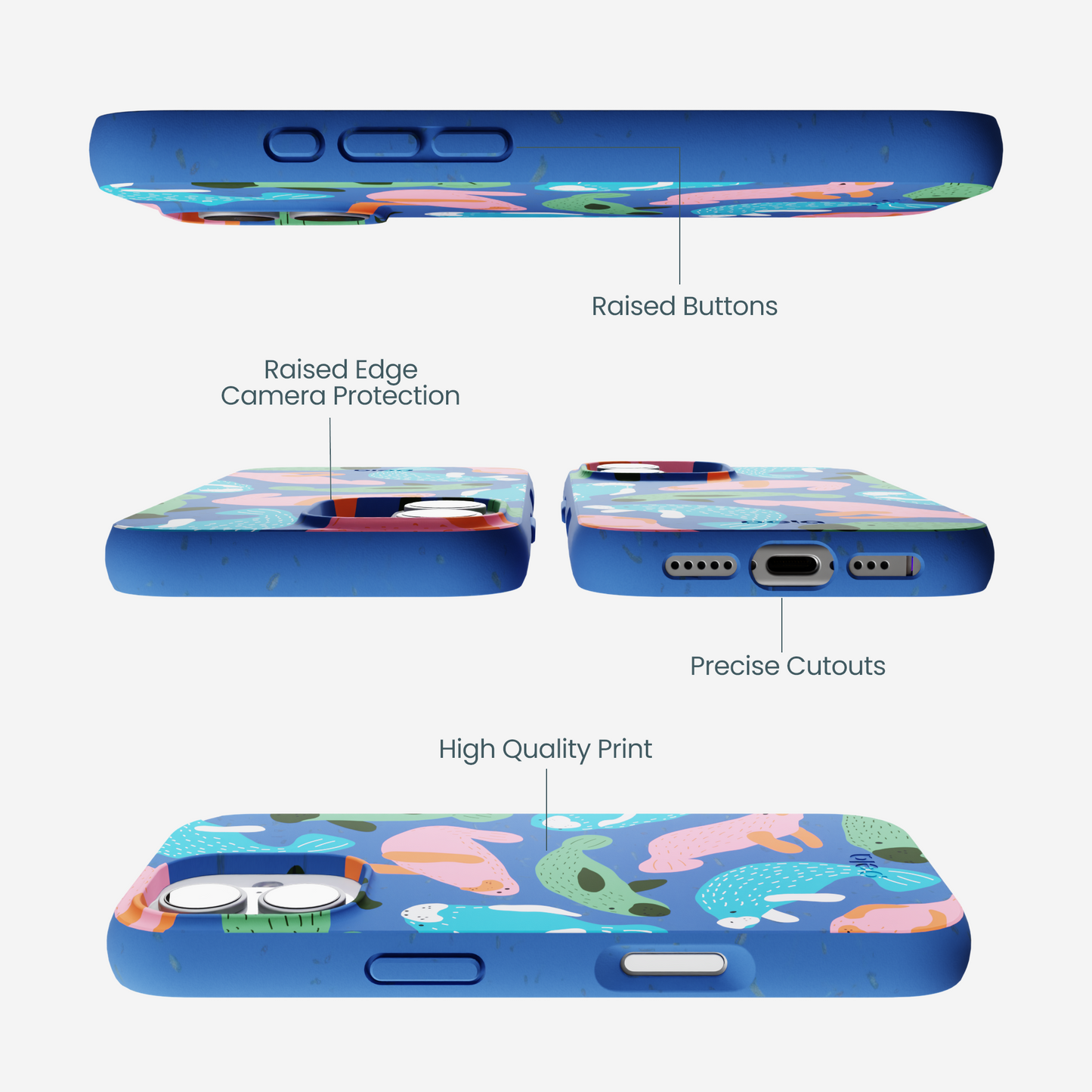 Electric Blue Sea Cows iPhone 17 Case
