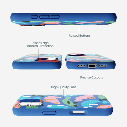 Electric Blue Sea Cows iPhone 17 Case