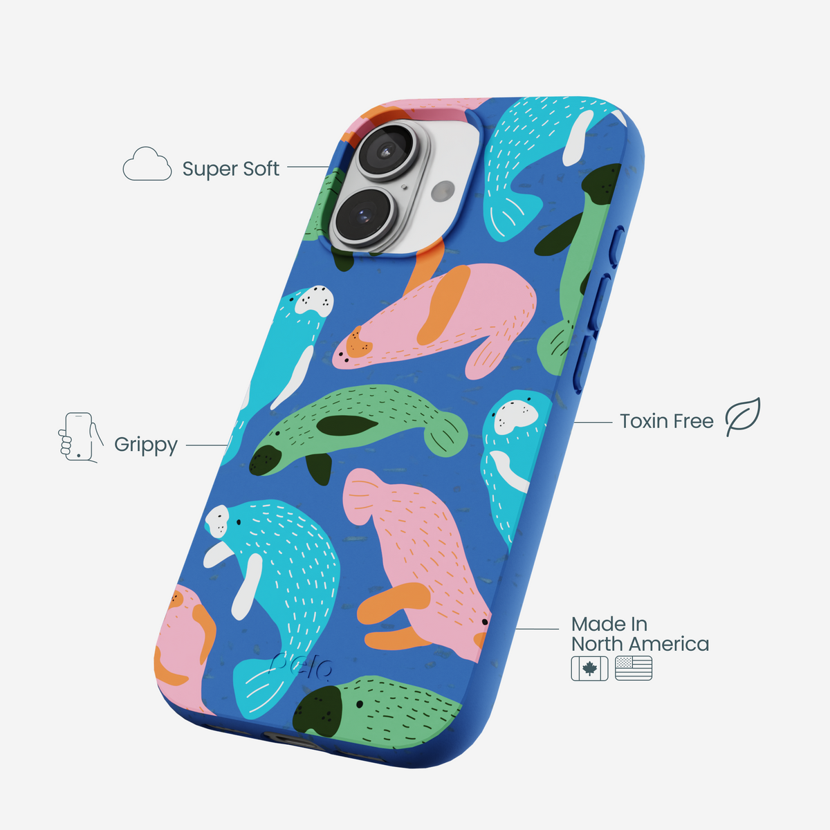 Electric Blue Sea Cows iPhone 17 Case