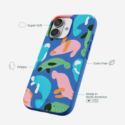 Electric Blue Sea Cows iPhone 17 Case