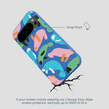 Electric Blue Sea Cows Google Pixel 10/10 Pro Case
