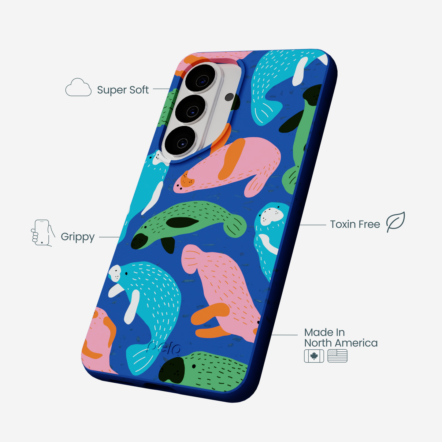 Electric Blue Sea Cows Samsung Galaxy S26 Case