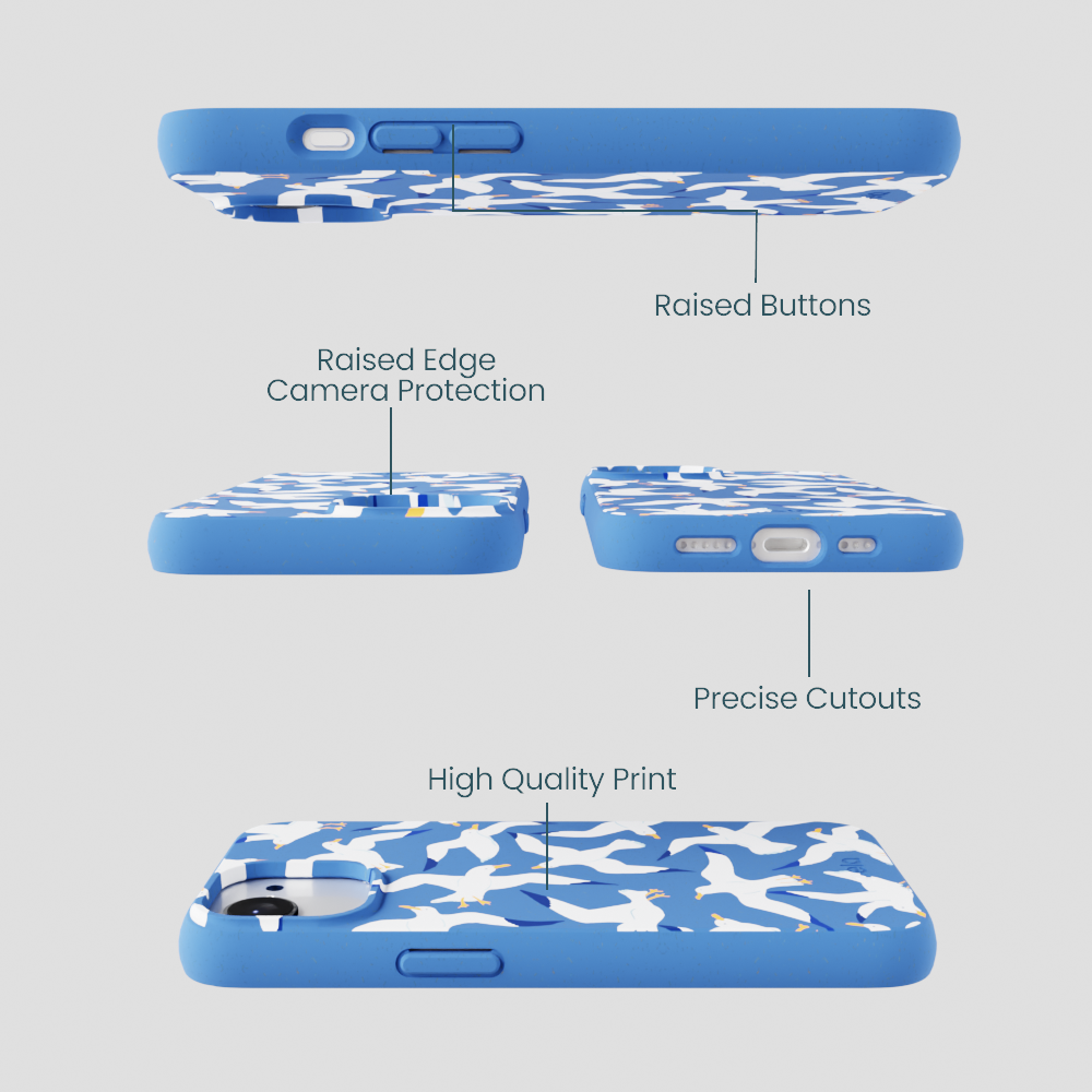 Electric Blue Seagulls iPhone 16e/17e Case