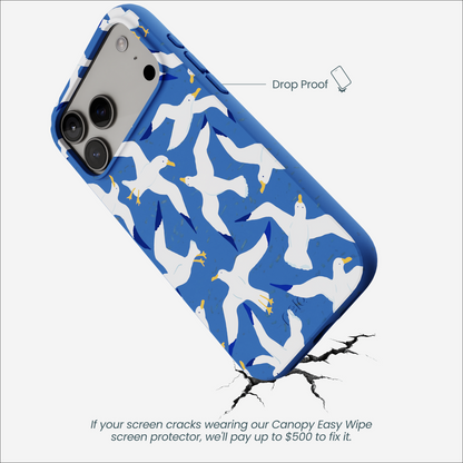 Electric Blue Seagulls iPhone 17 Pro Max Case
