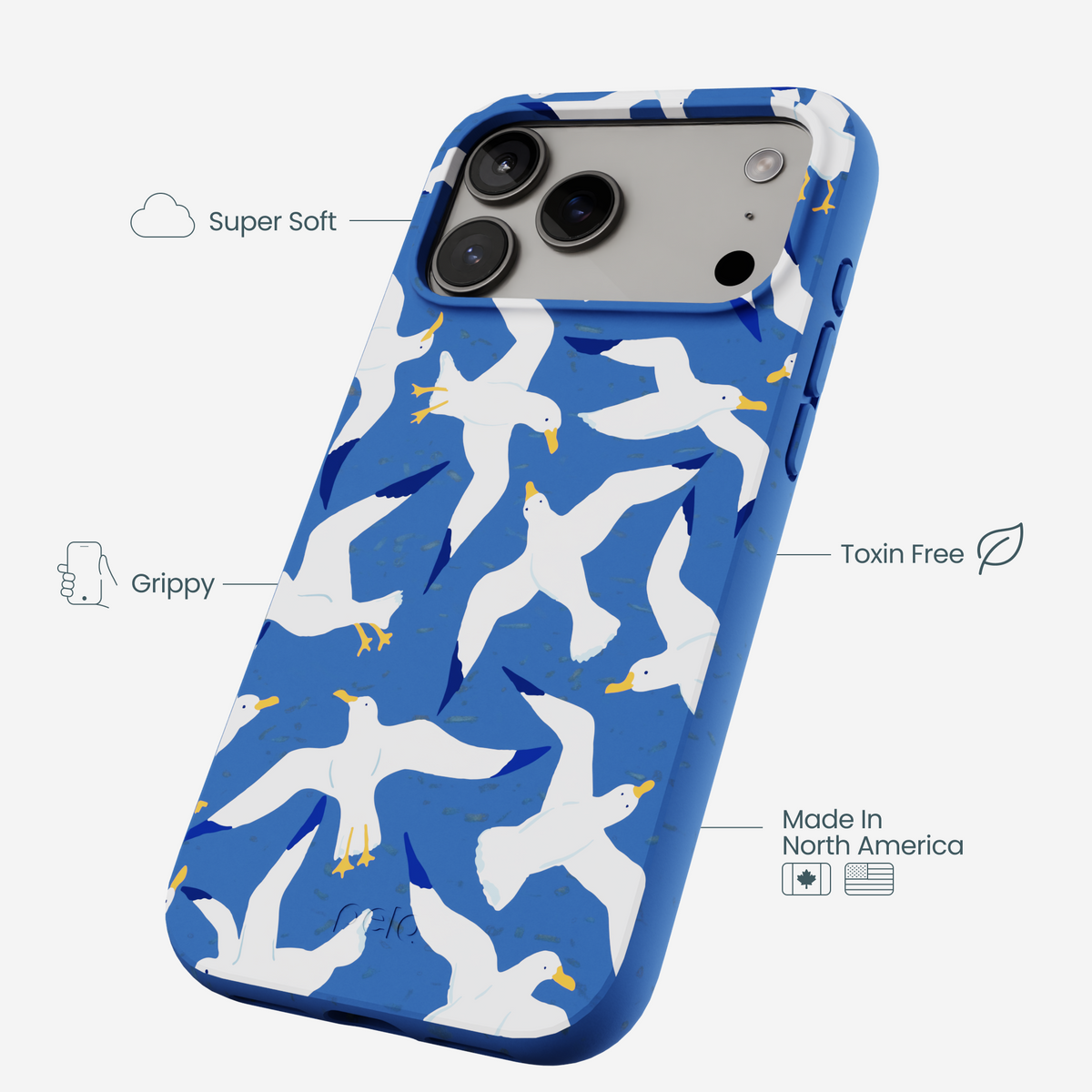 Electric Blue Seagulls iPhone 17 Pro Max Case