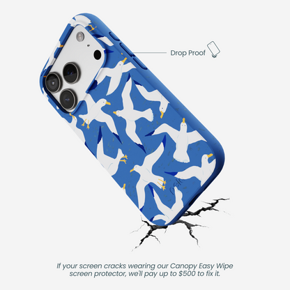 Electric Blue Seagulls iPhone 17 Pro Case