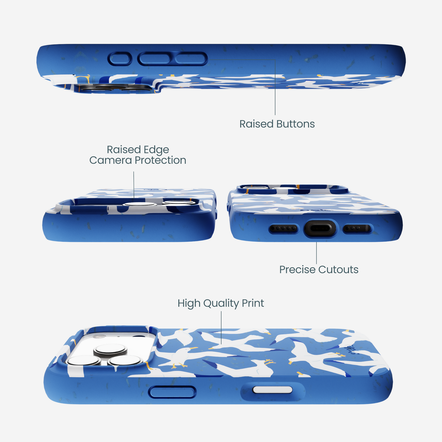 Electric Blue Seagulls iPhone 17 Pro Case