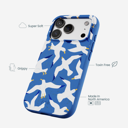 Electric Blue Seagulls iPhone 17 Pro Case