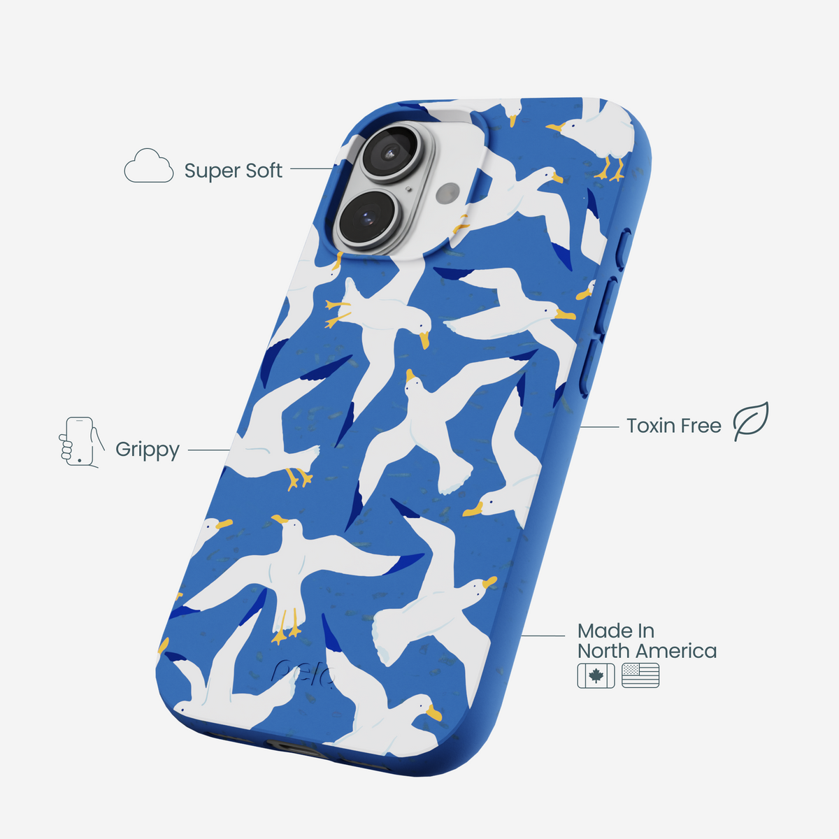 Electric Blue Seagulls iPhone 17 Case