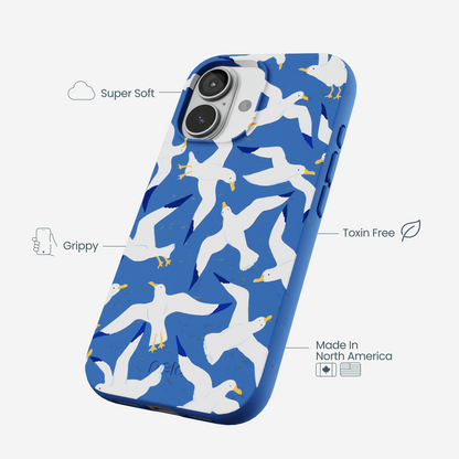 Electric Blue Seagulls iPhone 17 Case