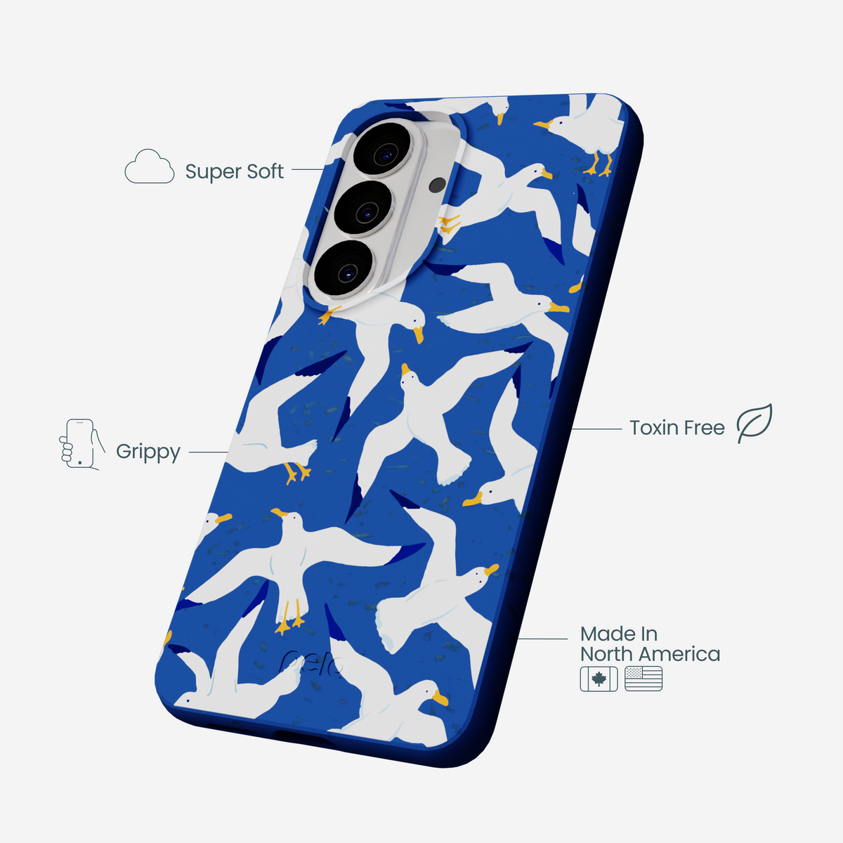 Electric Blue Seagulls Samsung Galaxy S26 Case