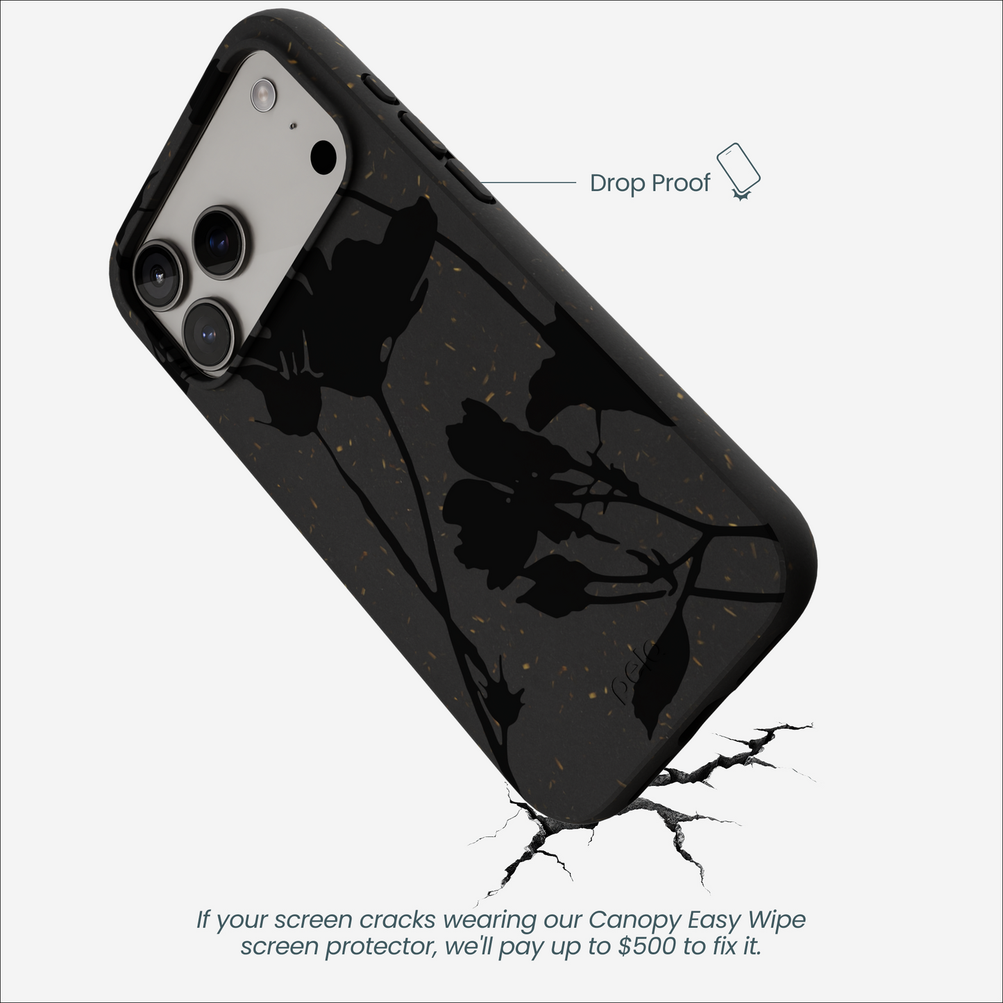 Black Shadow Petals iPhone 17 Pro Max Case