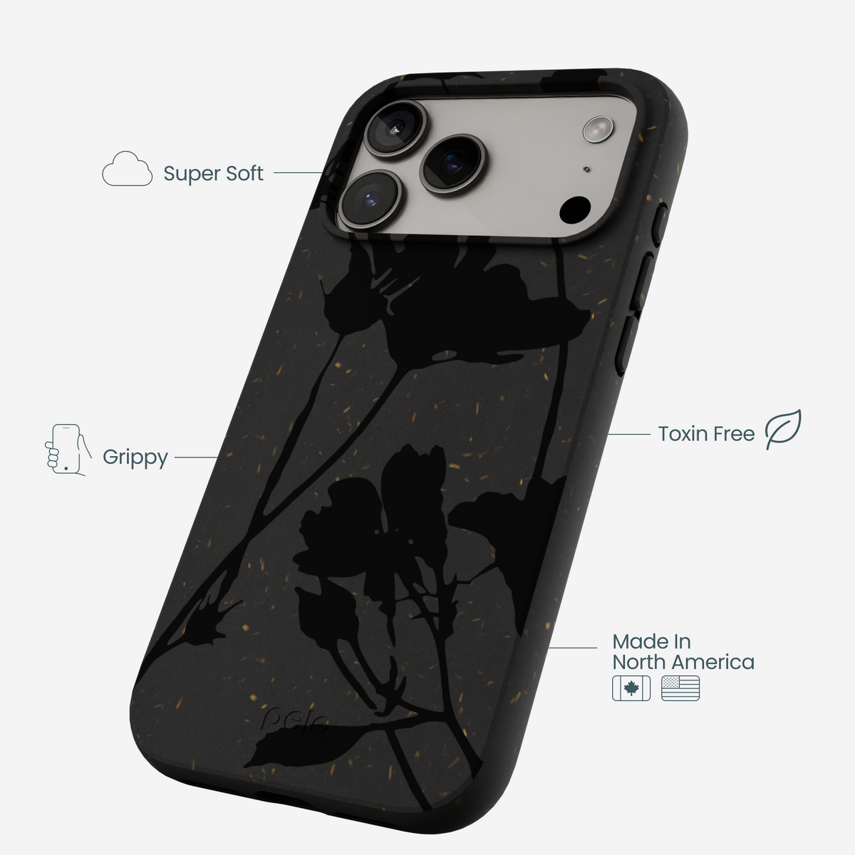 Black Shadow Petals iPhone 17 Pro Max Case