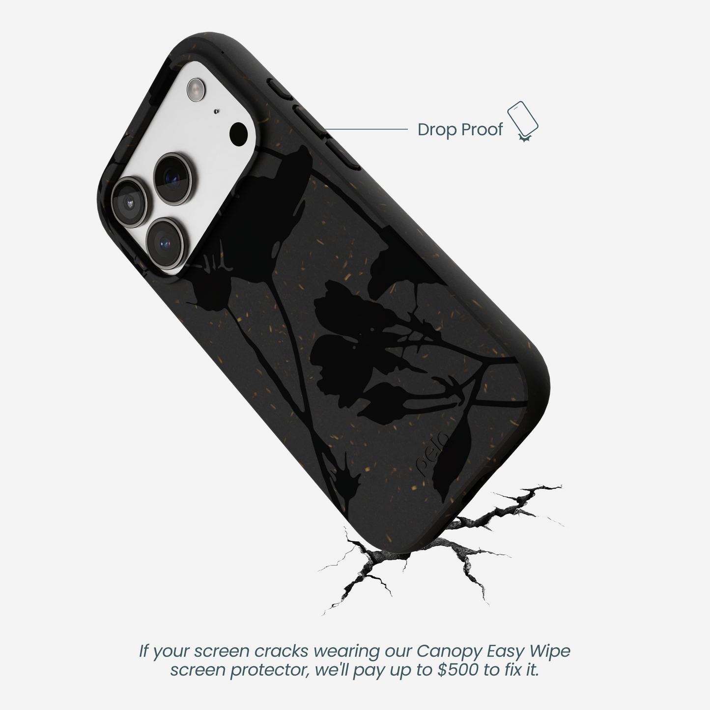 Black Shadow Petals iPhone 17 Pro Case