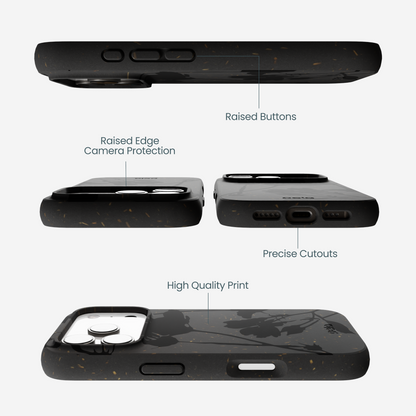 Black Shadow Petals iPhone 17 Pro Case