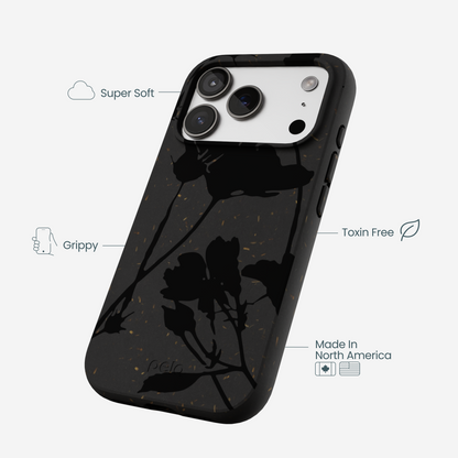 Black Shadow Petals iPhone 17 Pro Case