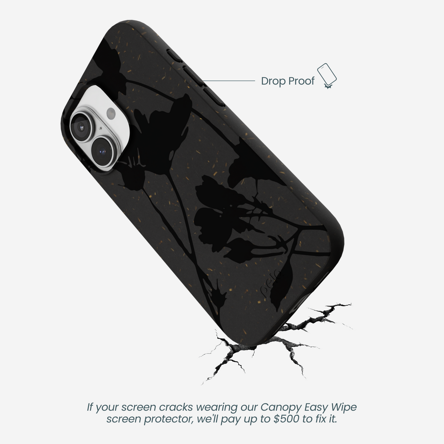 Black Shadow Petals iPhone 17 Case