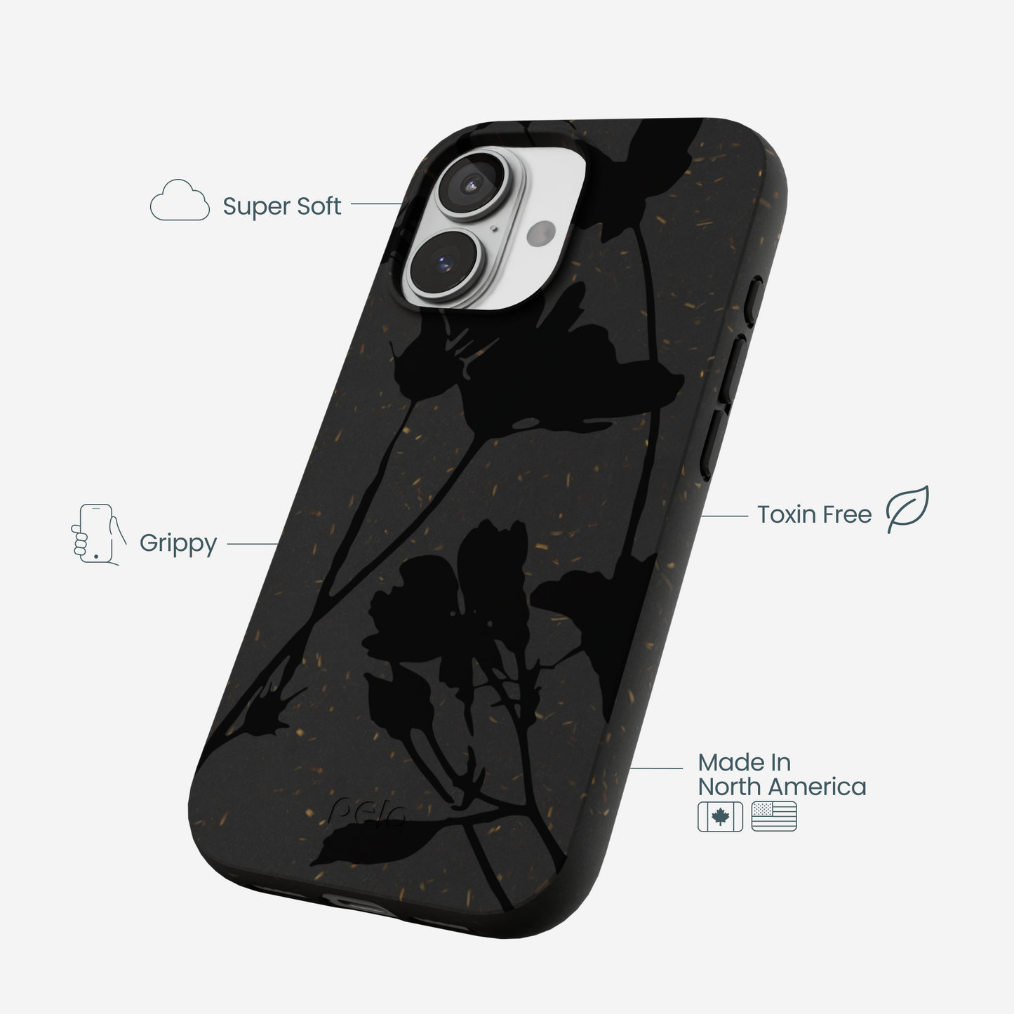 Black Shadow Petals iPhone 17 Case