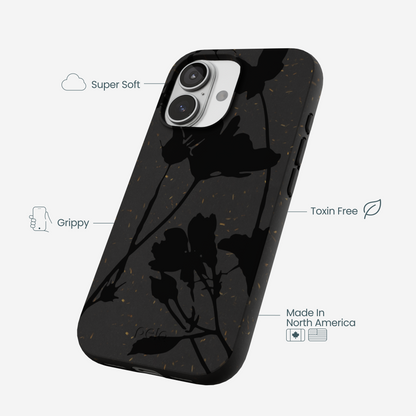 Black Shadow Petals iPhone 17 Case