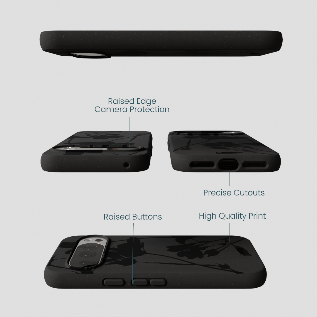Black Shadow Petals Google Pixel 10/10 Pro Case