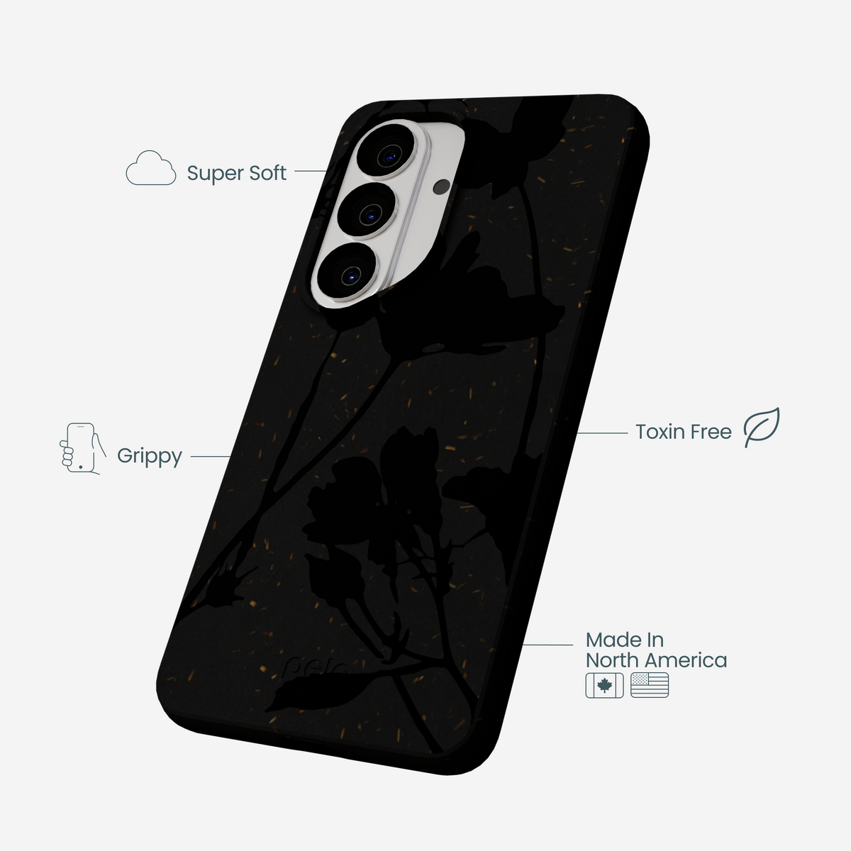 Black Shadow Petals Samsung Galaxy S26 Case