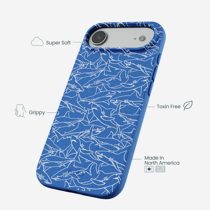 Electric Blue Shark Frenzy iPhone Air Case