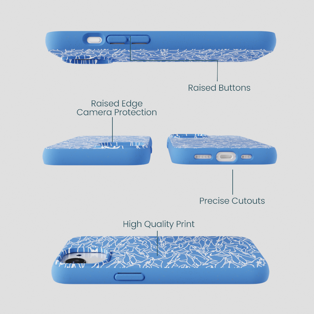 Electric Blue Shark Frenzy iPhone 16e/17e Case