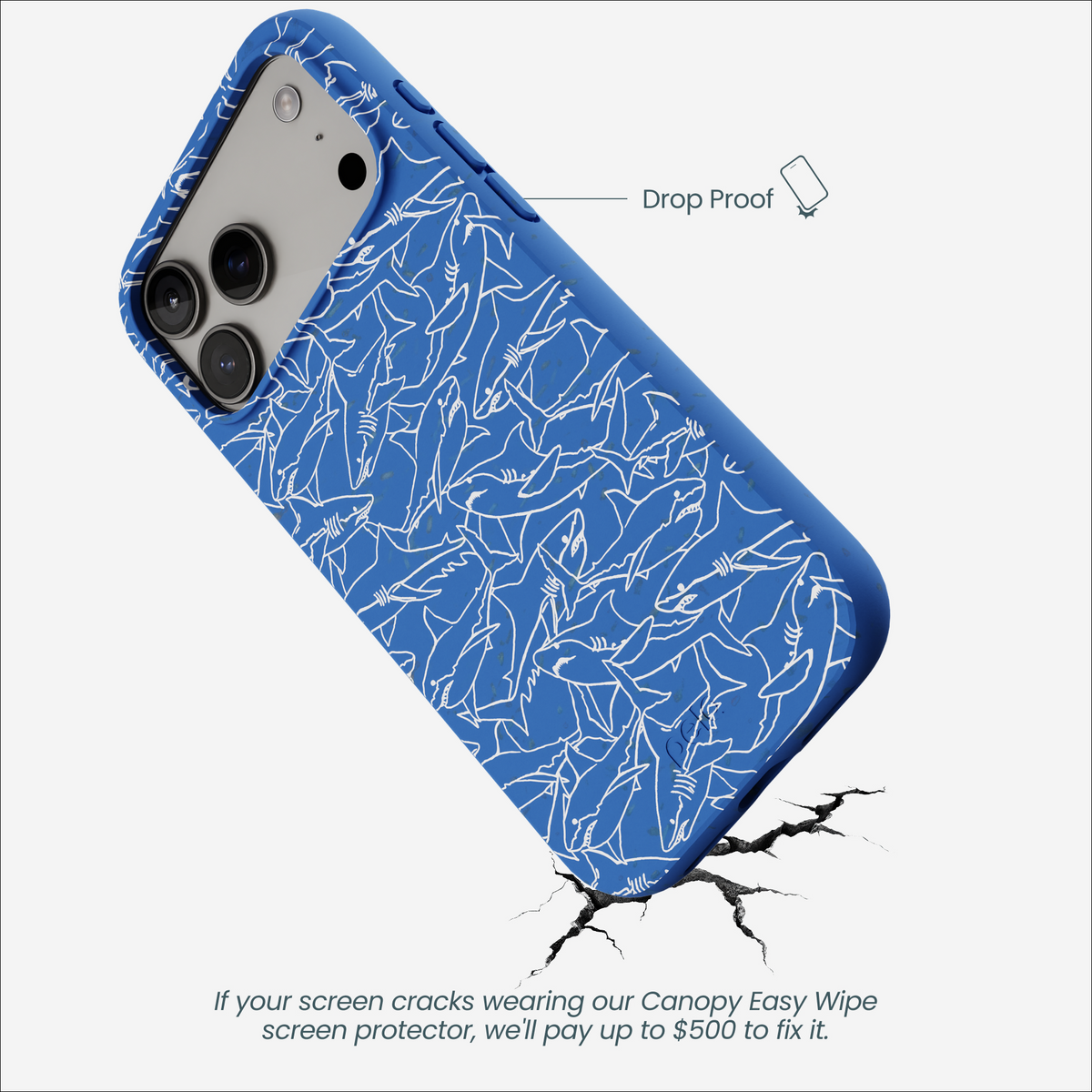 Electric Blue Shark Frenzy iPhone 17 Pro Max Case