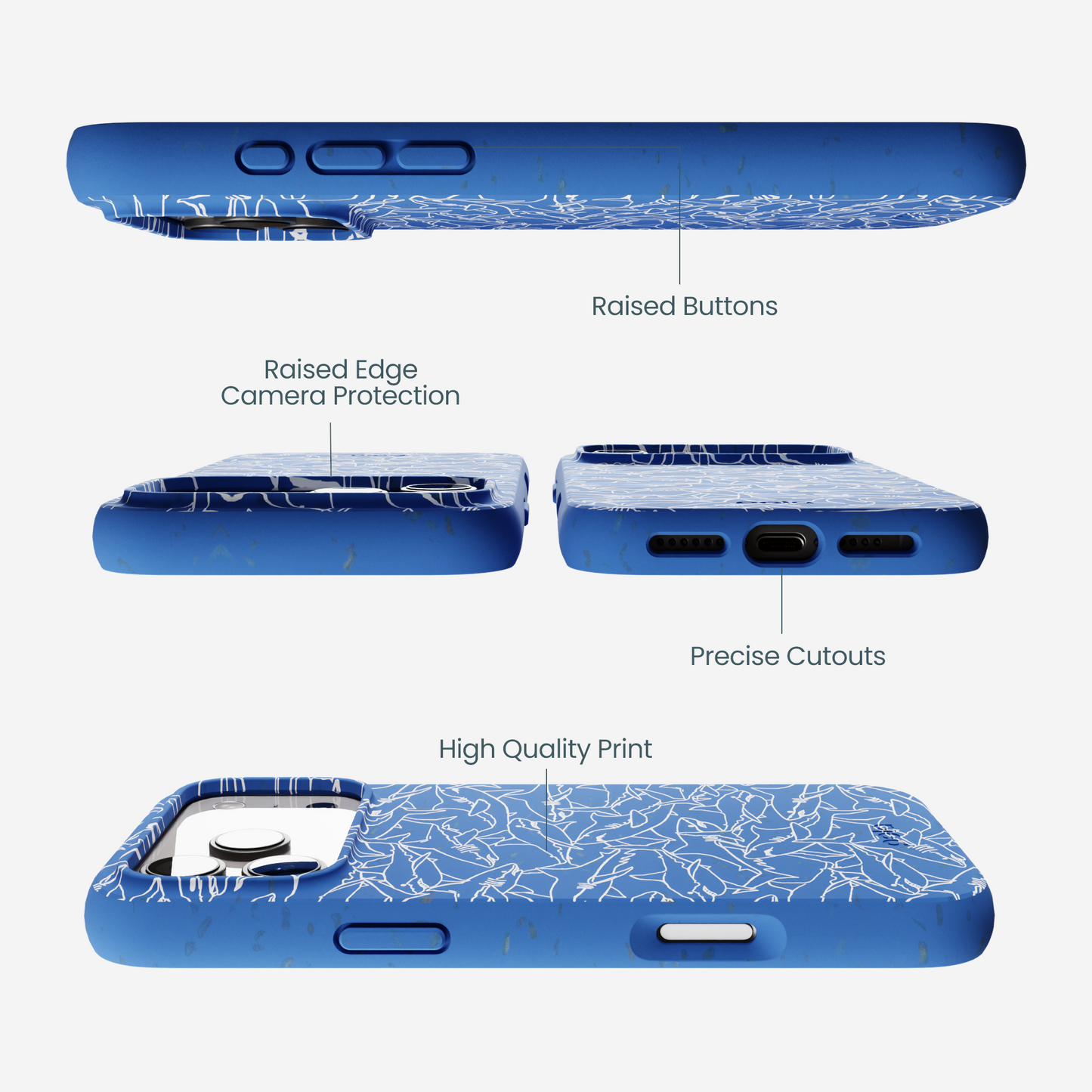Electric Blue Shark Frenzy iPhone 17 Pro Max Case