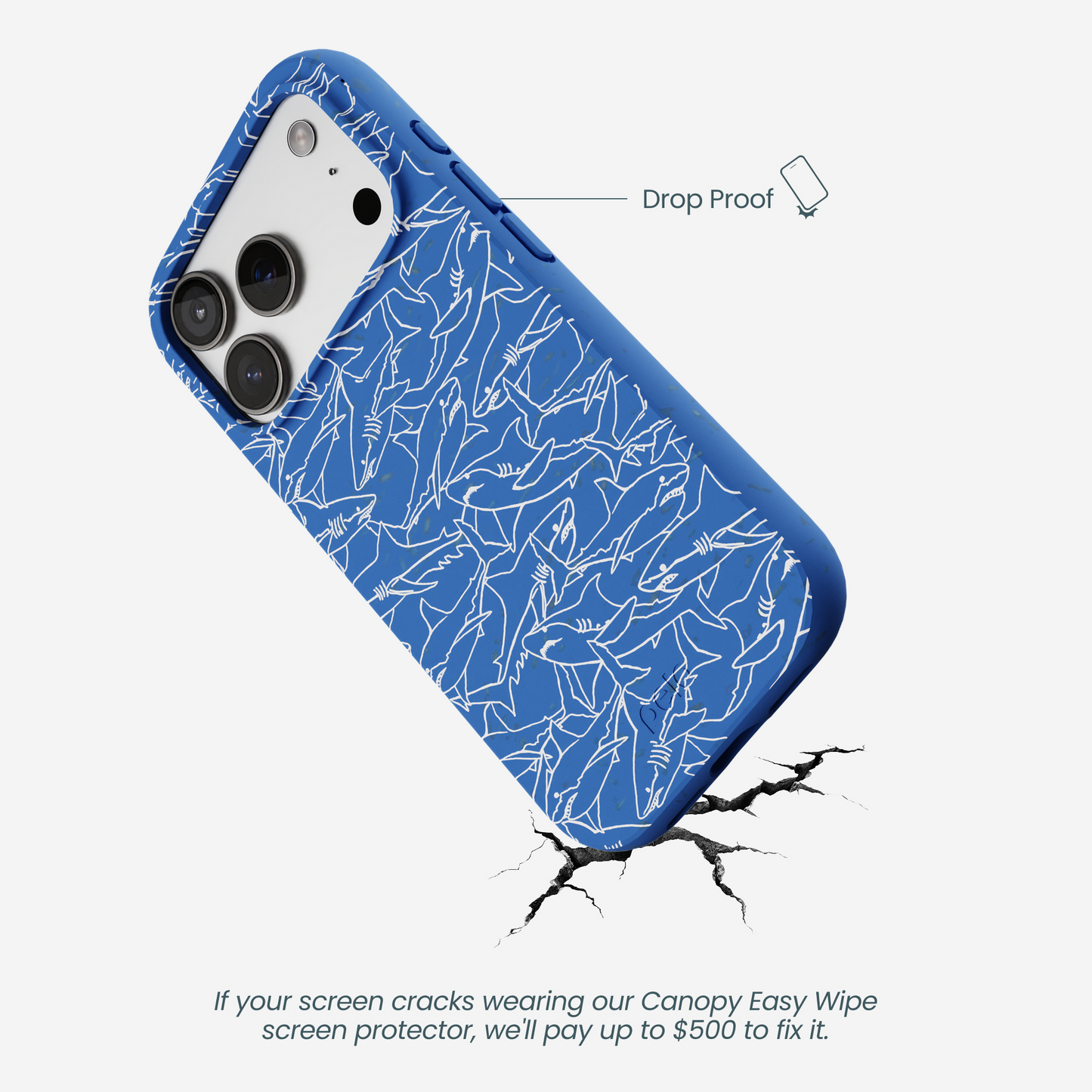 Electric Blue Shark Frenzy iPhone 17 Pro Case