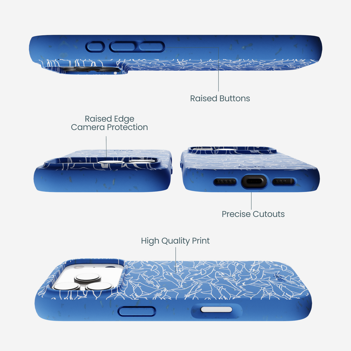 Electric Blue Shark Frenzy iPhone 17 Pro Case