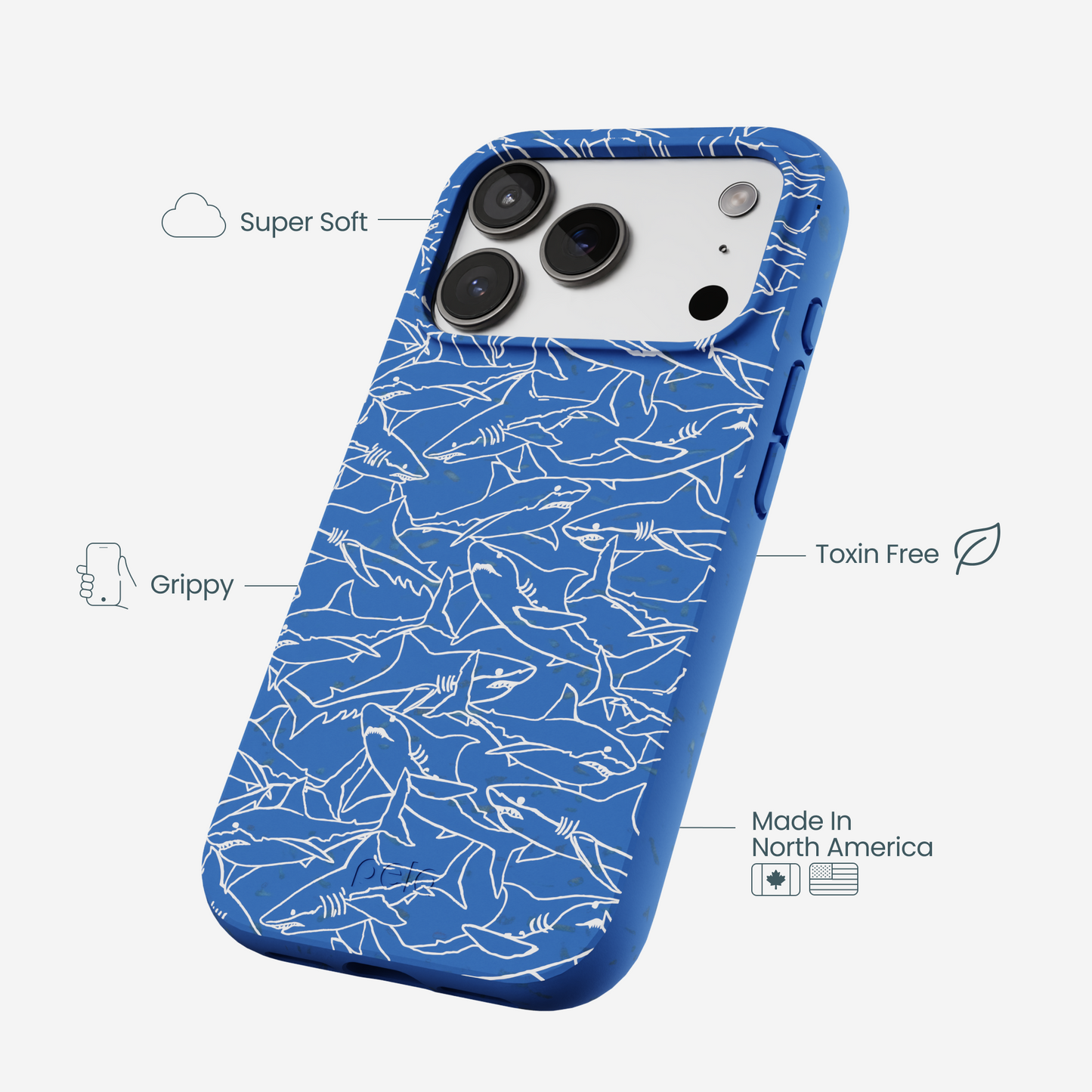 Electric Blue Shark Frenzy iPhone 17 Pro Case