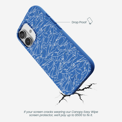 Electric Blue Shark Frenzy iPhone 17 Case
