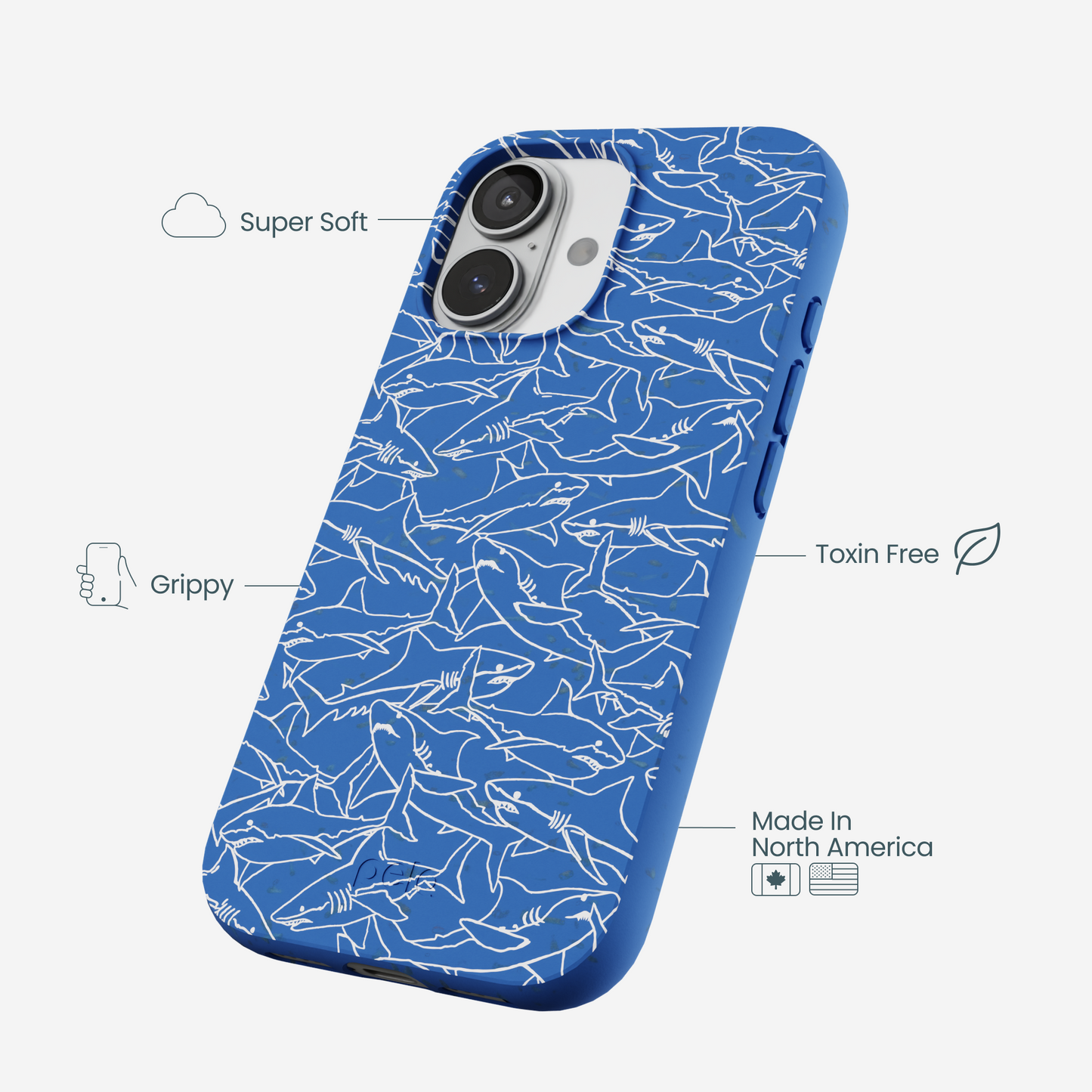 Electric Blue Shark Frenzy iPhone 17 Case
