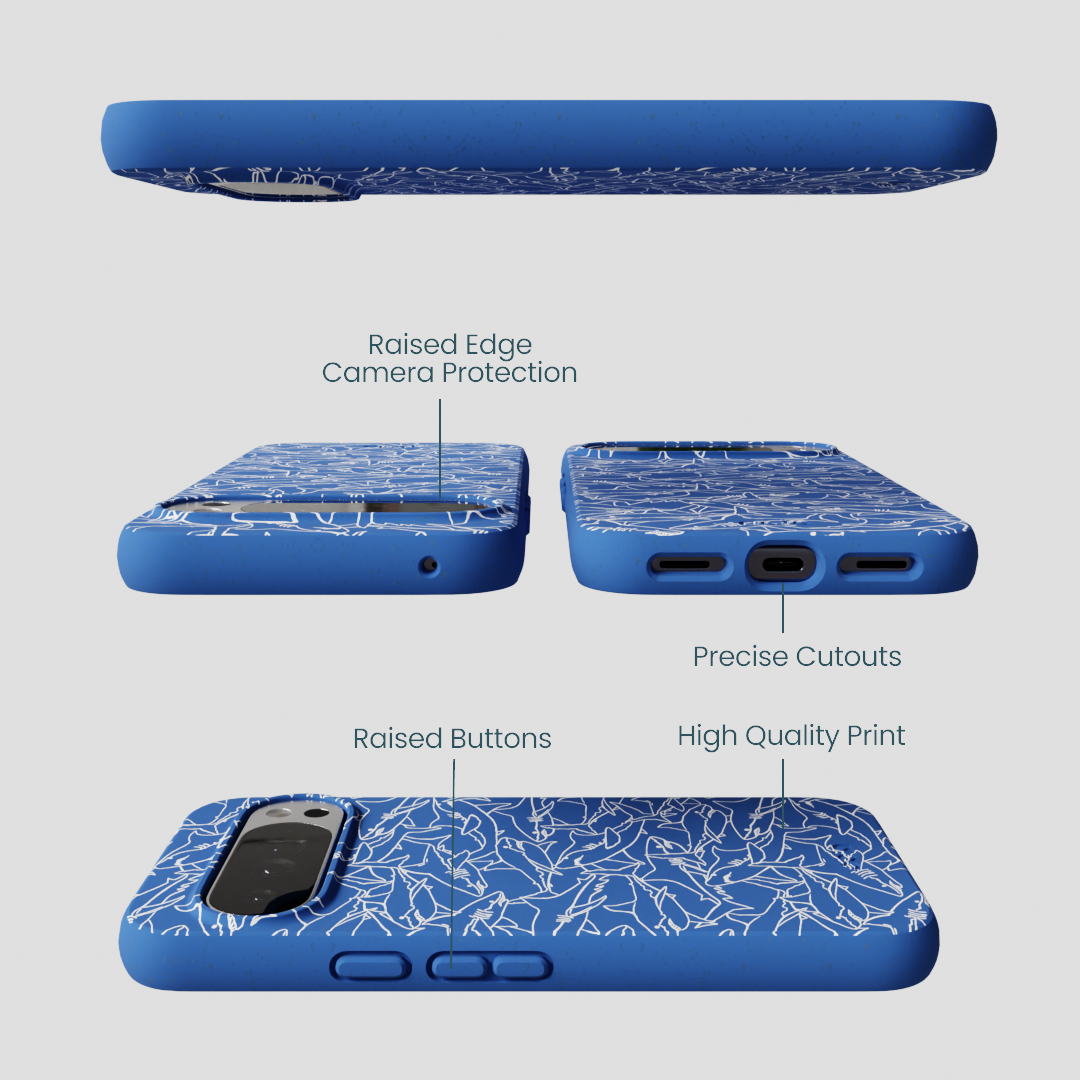 Electric Blue Shark Frenzy Google Pixel 10 Pro XL Case